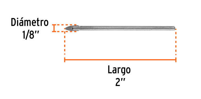 BROCA VIDRIO 1/8" (3.2mm) X 2" TRUPER 11700 BVI-1/8