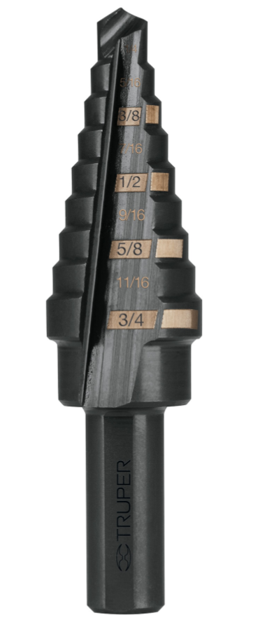 Broca escalonada 1/4" - 3/4", 9 escalones Truper 12123 BES-9