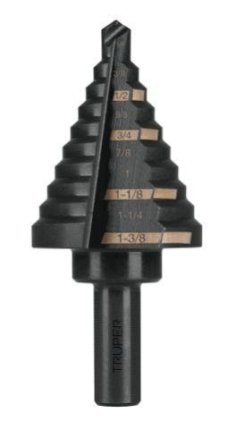 [4812126] Broca escalonada 1/4" - 1 3/8", 10 escalones Truper 12126 BES-10