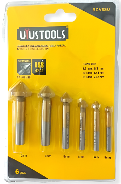 Juego de avellanadores HSS 6 piezas Uyustools BCV6SU