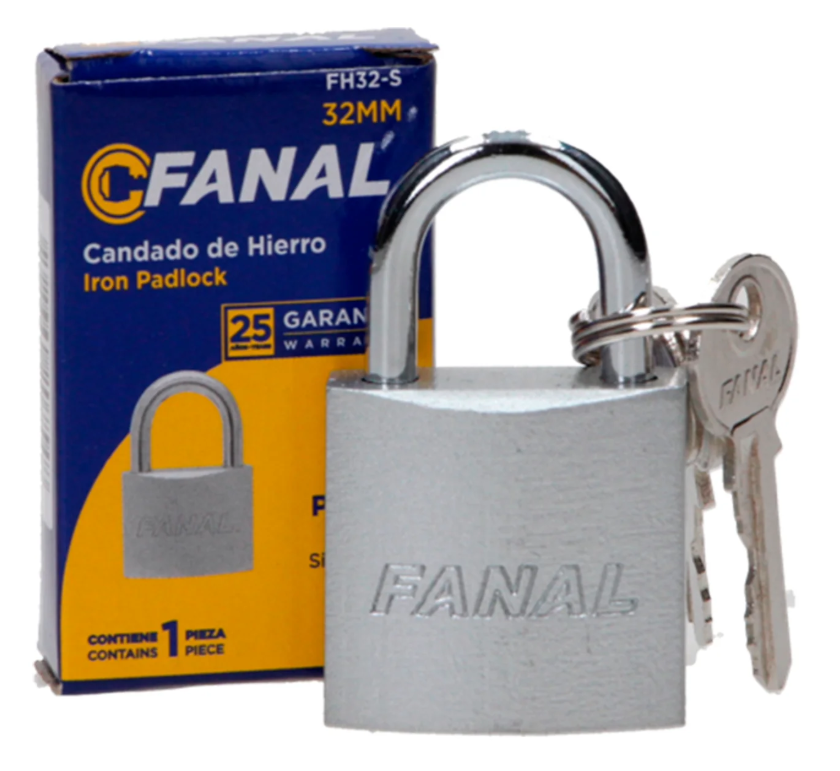 CANDADO HIERRO PLATA 3 LLAVES 32mm FANAL FH32-S