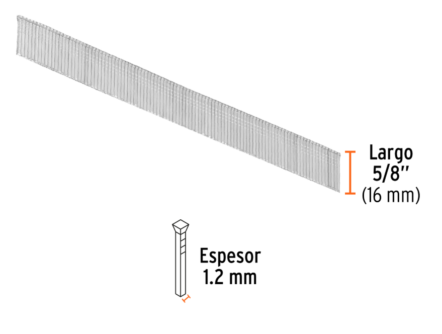 [4818261] CLAVILLO PISTOLA NEUMATICA 5/8" (15mm) X 5.000 UNDS TRUPER 18261 CLNEU-2-15
