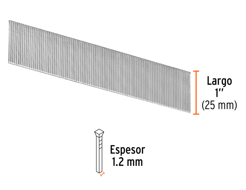 Clavillo pistola neumática 1" (25 mm) x 5.000 unidades Truper 18263 CLNEU-2-25