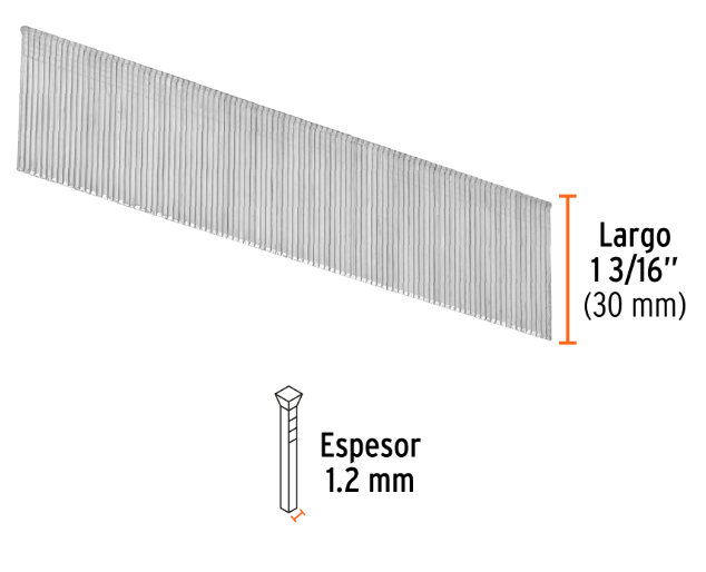 Clavillo pistola neumática 1-3/16" (30 mm) x 5.000 und Truper 18264 CLNEU-2-30