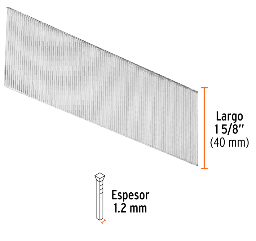 CLAVILLO PISTOLA NEUMATICA 1, 5/8" (40mm) X 5.000 UNDS TRUPER 18267 CLNEU-2-40