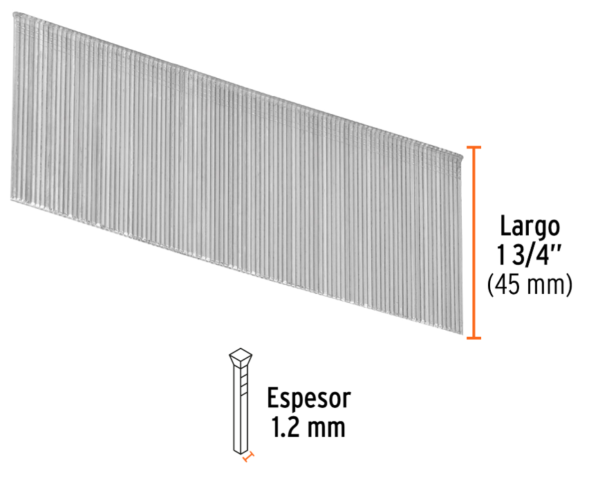 [4818268] CLAVILLO PISTOLA NEUMATICA 1, 3/4" (45mm) X 5.000 UNDS TRUPER 18268 CLNEU-2-45