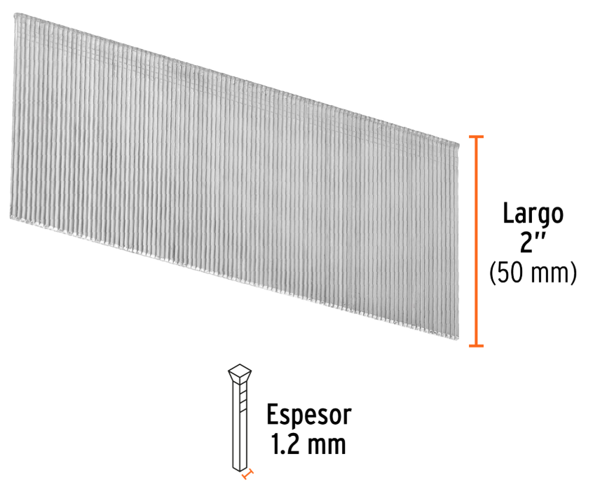Clavillo pistola neumática 2" (50 mm) x 5.000 unidades Truper 18269 CLNEU-2-50