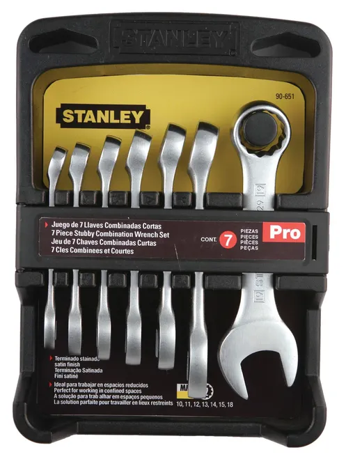 Juego de llaves mixtas profesional corta 10 mm-19 mm x 7 piezas Stanley 90-651