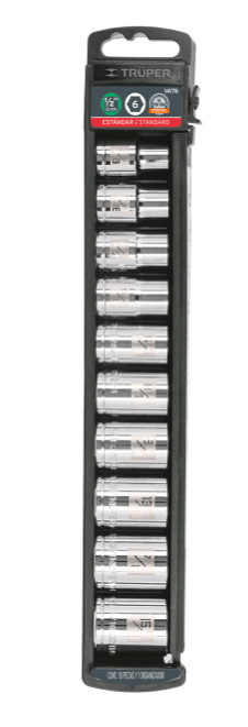 JUEGO COPA CTE 1/2" PULGADAS 3/8"-15/16" 10 PZAS. TRUPER 14176 JD-1/2X10P