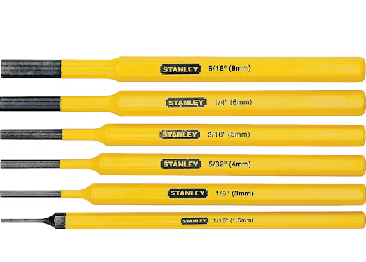 JUEGO PUNZONES BOTADORES 6 PZAS 1/16"- 5/16" STANLEY 16-226