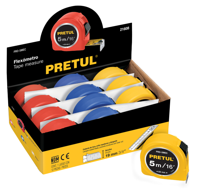 FLEXOMETRO 5m PRETUL 21608 PRO-5MEC