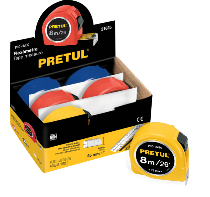 FLEXOMETRO 8m PRETUL 21625 PRO-8MEC