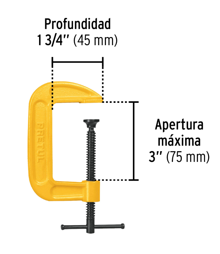 [4827201] PRENSA EN "C" 3" PRETUL 27201 PNT-3P
