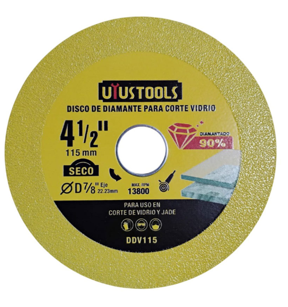DISCO DIAMANTADO CORTE VIDRIO 4, 1/2" UYUSTOOLS DDV115
