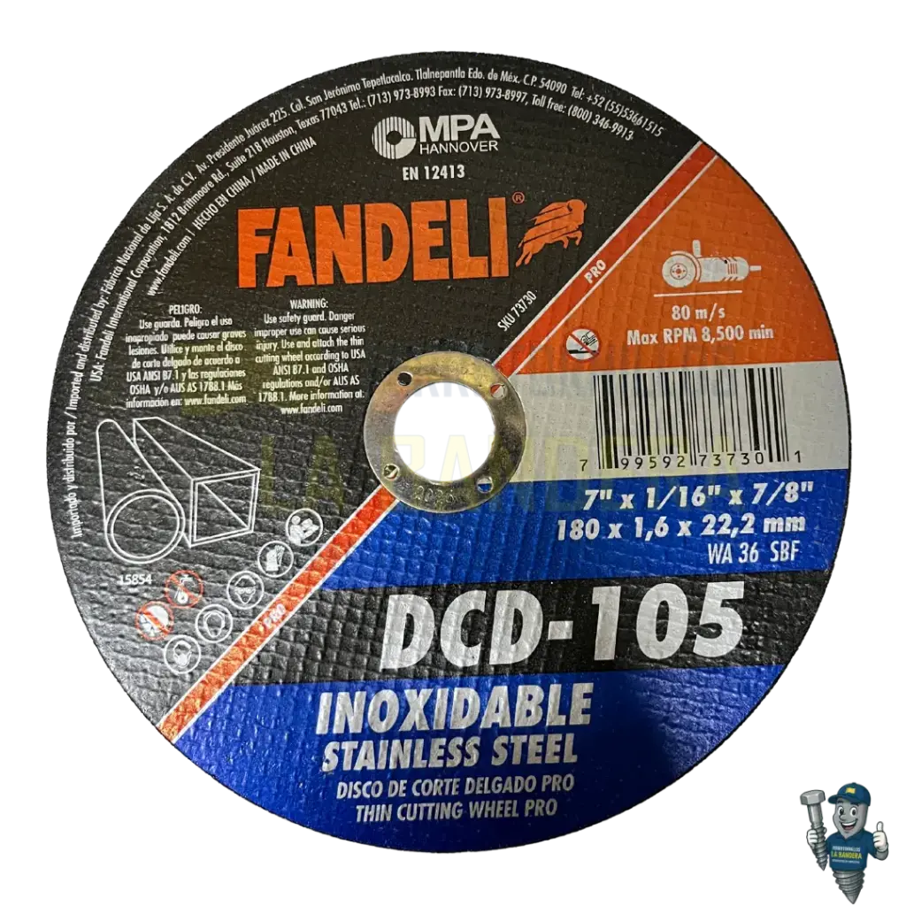 [30DCD105] Disco de corte para inoxidable 7" x 1/16" T-41 Pro Fandeli DCD-105