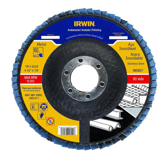 [451863827] Disco flap de zirconio curvo 4 1/2" grano 60 Irwin 1863827