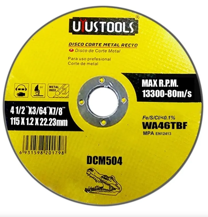 [50DCM504] Disco de corte para metal 4 1/2" x 3/64" Uyustools DCM504