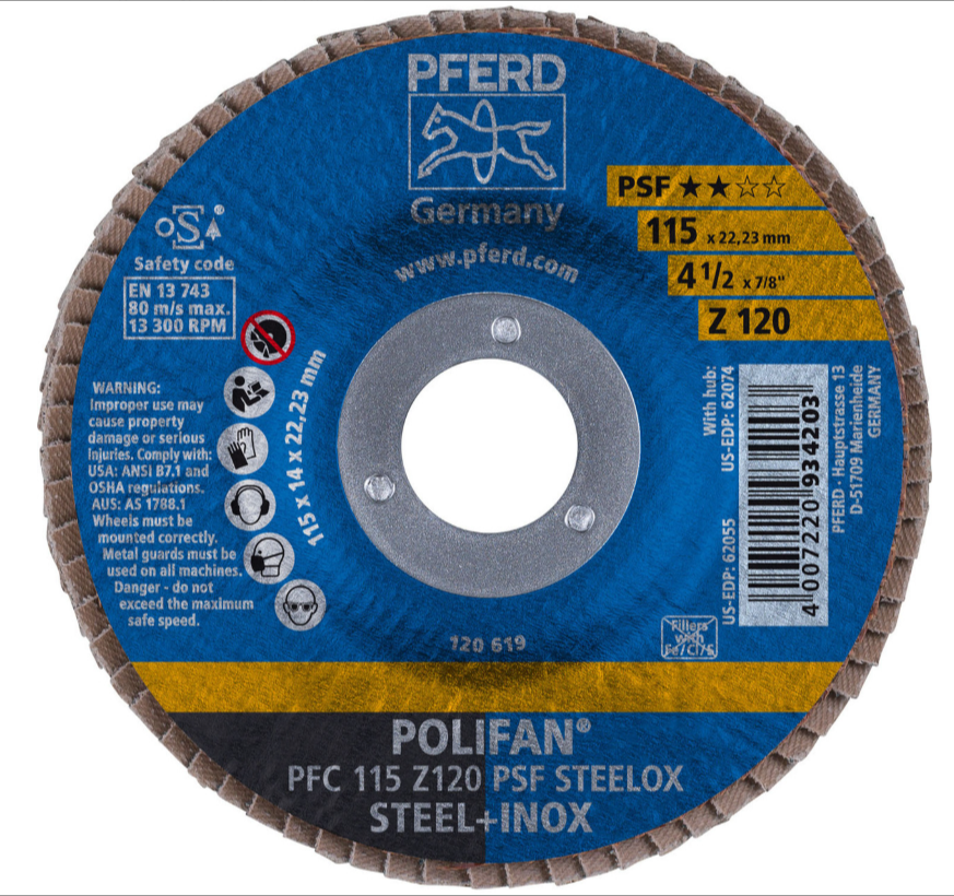 DISCO FLAP ZIRCONIO CONICO (PFC) 4, 1/2" G-120 PFERD 62055