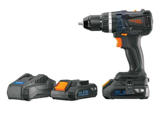 Taladro percutor inalámbrico 1/2" 20V 2 baterías 2Ah Truper 101453 MAX-20R