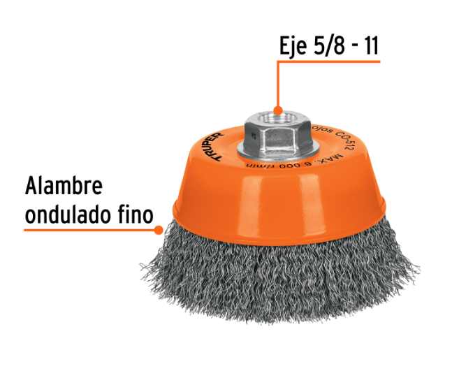 GRATA COPA ONDULADA 5" X 5/8" TRUPER 11535 CO-512