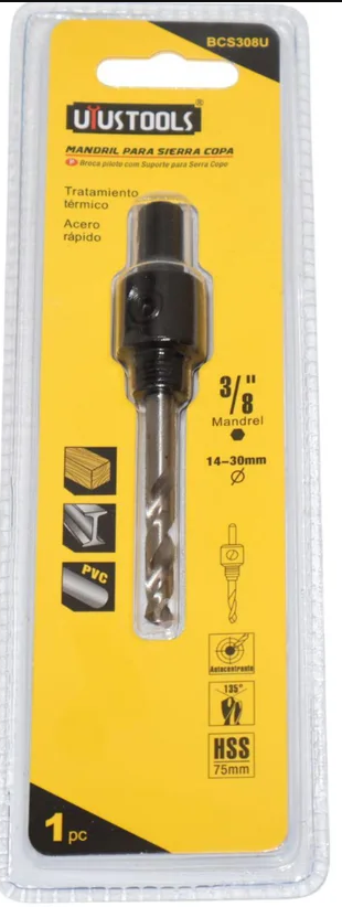 [50BCS308U] Mandril para sierra copa 1/2 NF (9/16" - 1 3/16") Uyustools BCS308U