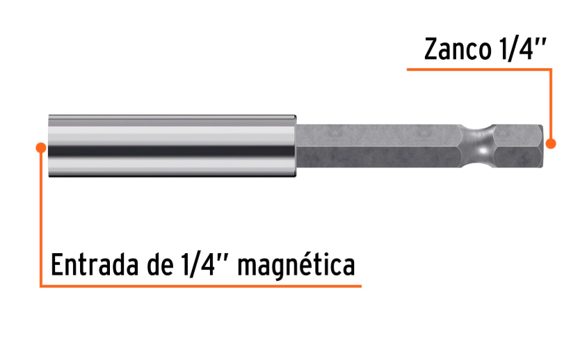 Adaptador de punta magnética 1/4" x 70 mm Truper 11869 PUDE-9070