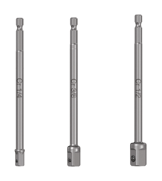 JUEGO DE ADAPTADORES LARGOS 6" CTE 1/4", 3/8" y 1/2" 3 PZAS.TRUPER 19599 ADA-3L