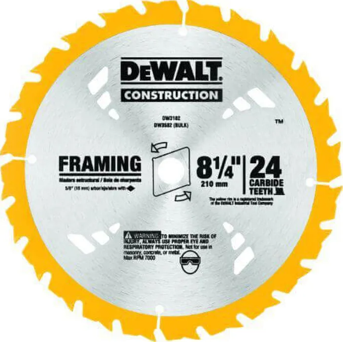DISCO SIERRA CIRCULAR MADERA 8, 1/4" X 24D DEWALT DW3182