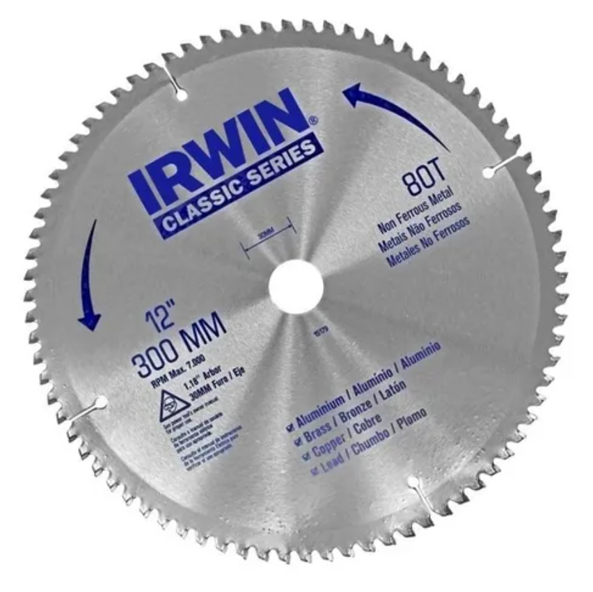 DISCO SIERRA CIRCULAR MULTICORTE (ALUMINIO/MADERA) 12" X 80D IRWIN 15179
