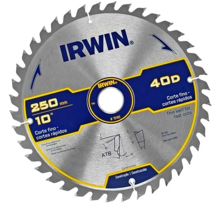 [4515185] DISCO SIERRA CIRCULAR MADERA 10" X 40D IRWIN 15185