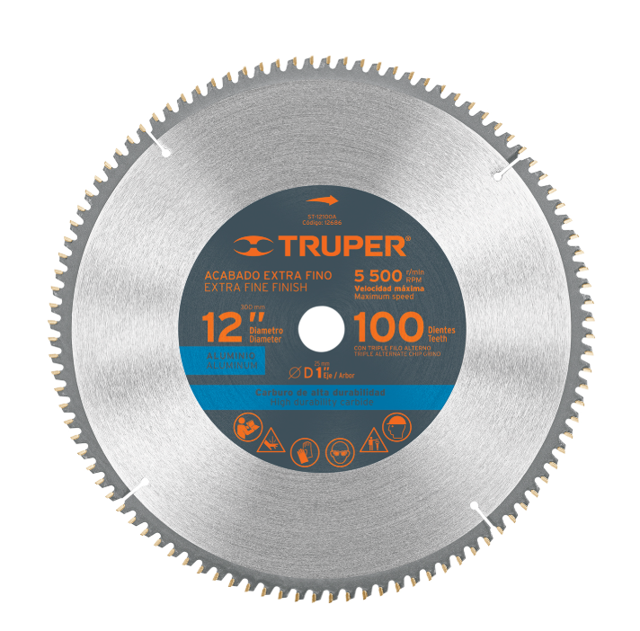 Disco sierra para aluminio 12" x 1", 100 dientes Truper 12686 ST-12100A