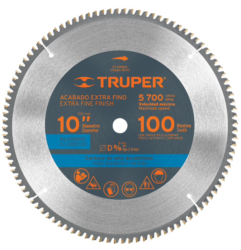 [4818313] DISCO SIERRA CIRCULAR ALUMINIO 10" X 5/8" 100D TRUPER 18313 ST-10100A