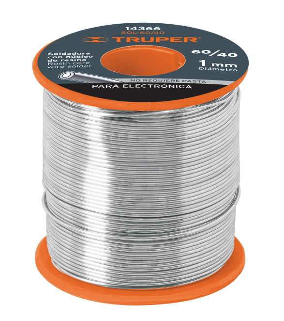 ROLLO SOLDADURA ELECTRONICA 60/40 CON NUCLEO RESINA 450g TRUPER 14366 SOL-60/40