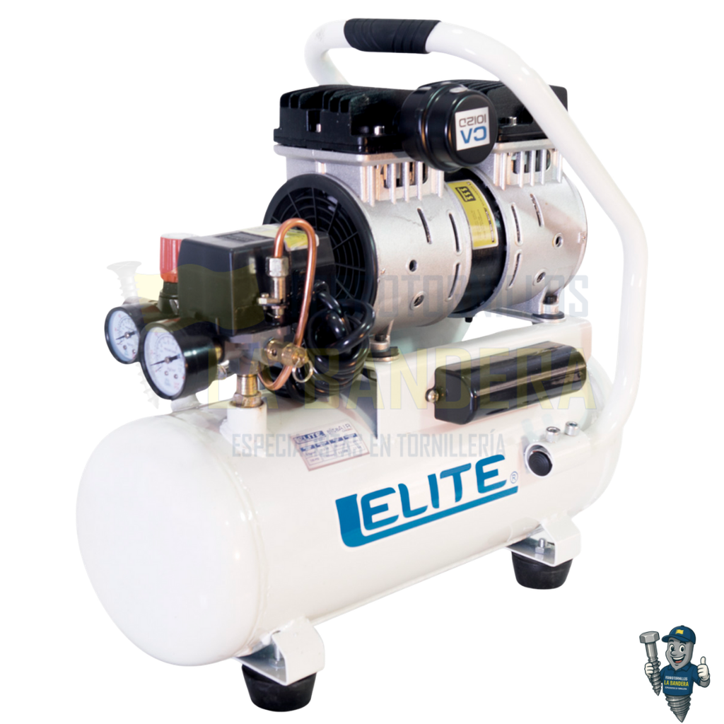 [55CA1012D] COMPRESOR AIRE MEDI. LIB. ACEITE Y SILENC. 125PSI 5CFM 12L 1.0HP ELITE CA1012D