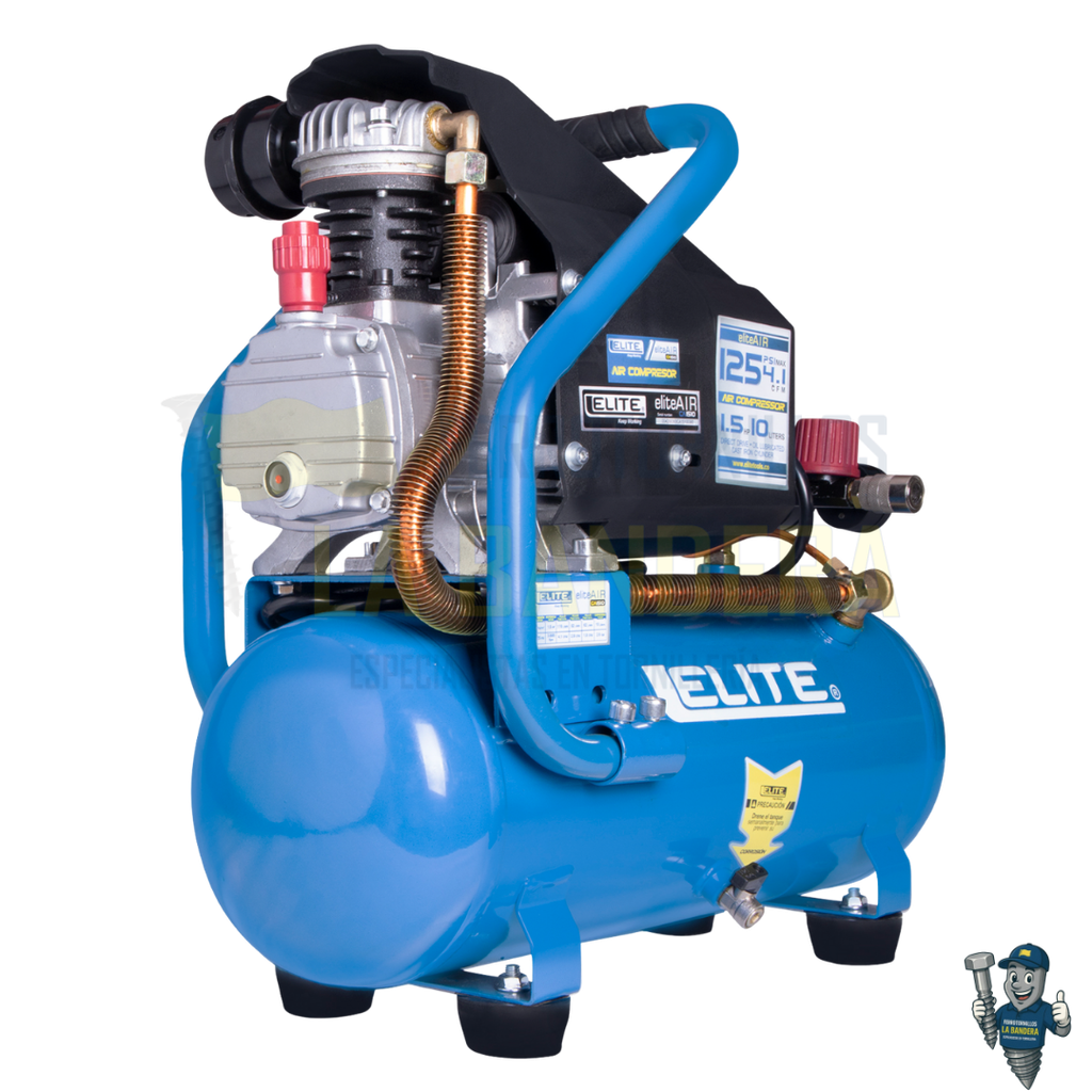 Compresor de aire de acople directo horizontal 10L 1.5HP 125PSI Elite CA1510