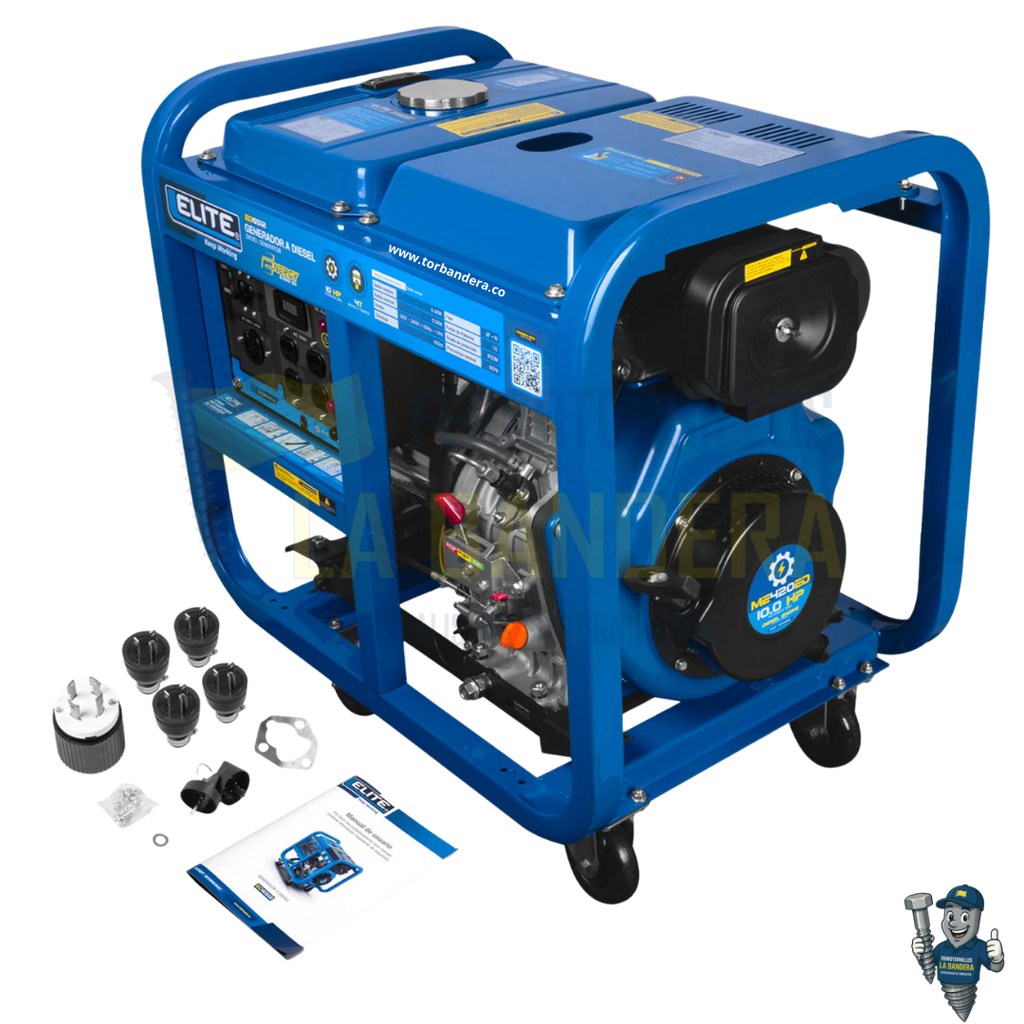 [55ED6512] GENERADOR DIESEL ABIERTO 6000W 110V-220V 60HZ 1PHASE ARRANQUE E ELITE ED6512