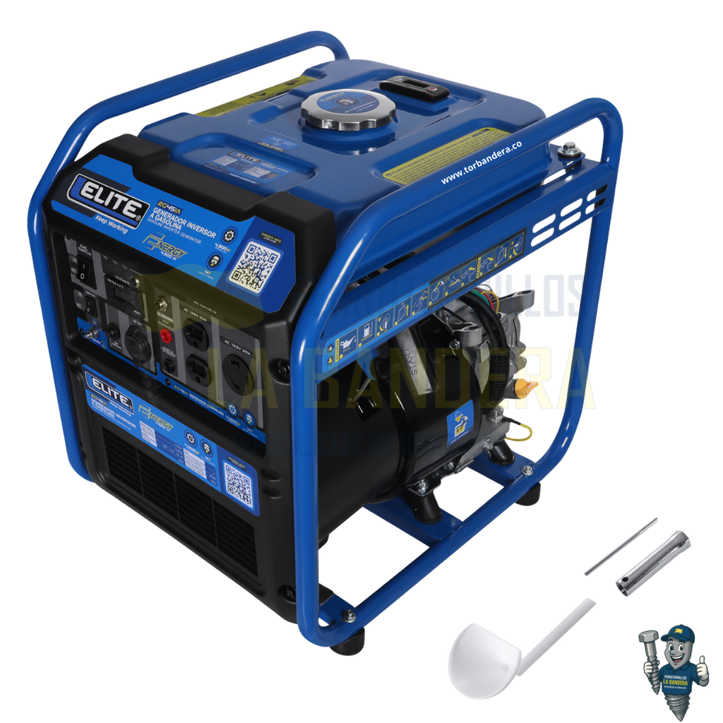 Generador inverter a gasolina 4.3kW 110V 60Hz arranque manual Elite 2G45IA