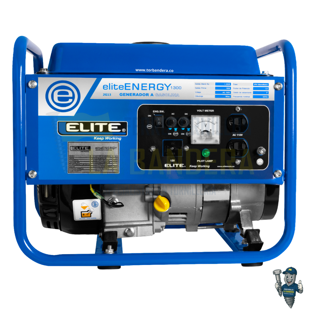 Generador portátil a gasolina 1.3kW 110V 60Hz monofásico Elite 2G13