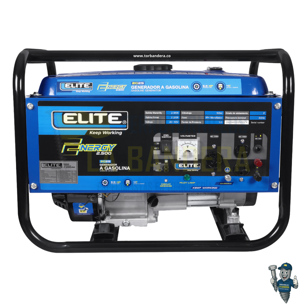 Generador portátil a gasolina 2.5kW 110V 60Hz monofásico Elite 2G25