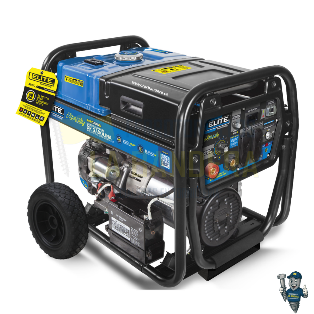 Motosoldador gasolina 4T 5500W 120/240V-60Hz 50-200A OCV 75V CT60% Elite MSG235S
