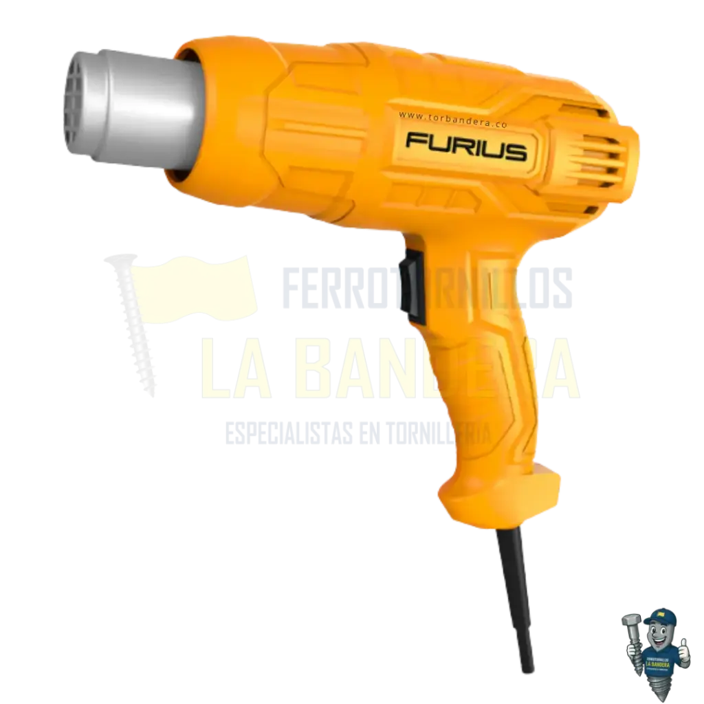 Pistola de calor 300°-600° ajustable, 2 rangos, 1800W Furius FHG19