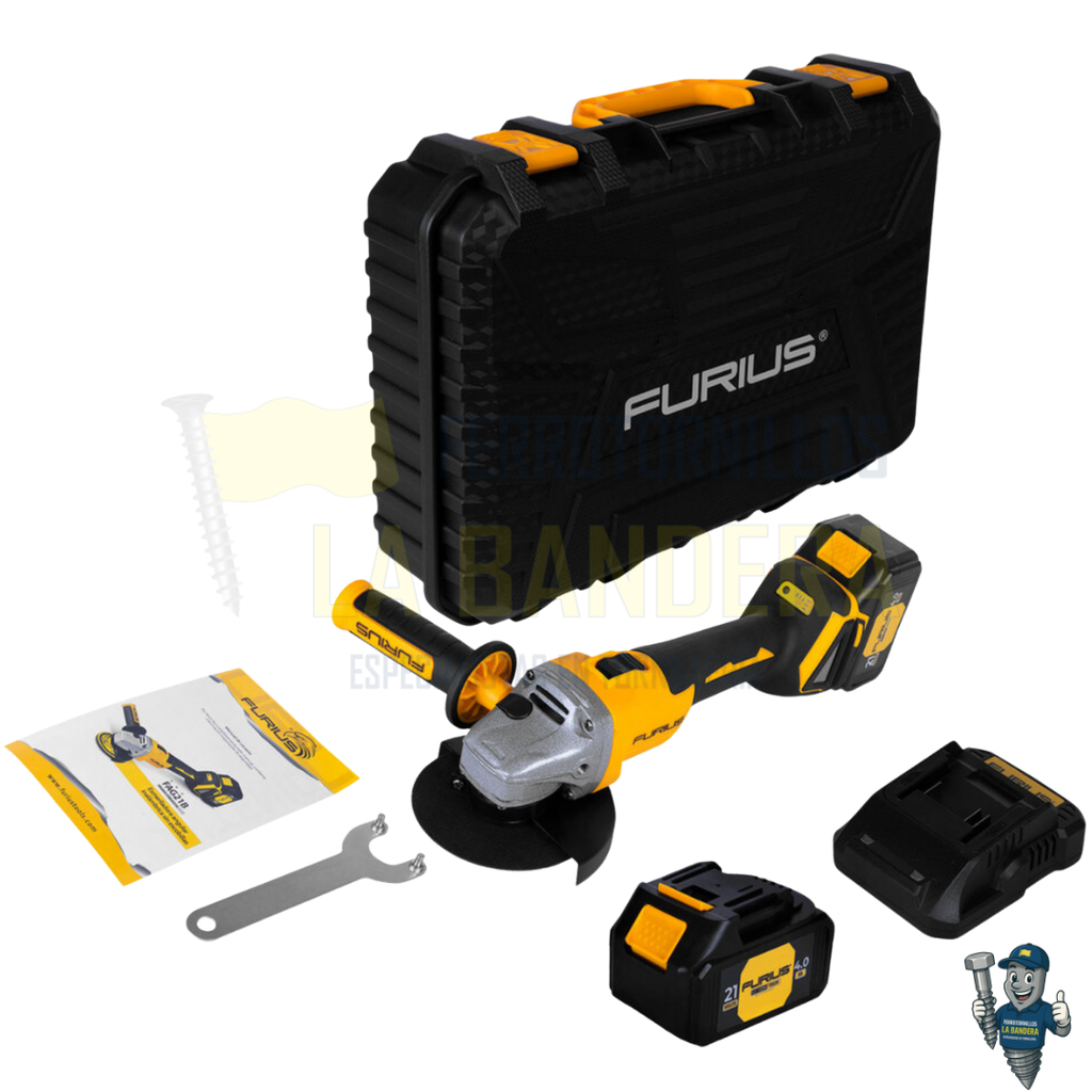PULIDORA INALAMBRICA 4, 1/2" 21V, 8.000RPM FURIUS FAG21B