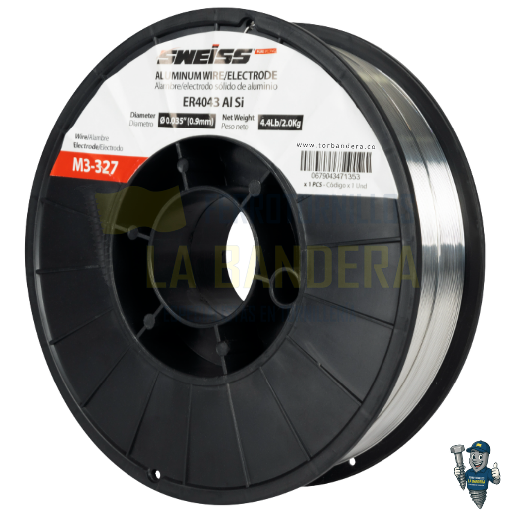 ROLLO SOLDADURA 0.035" (0.9mm) ALUMINIO ER4043 X 2Kg SWEISS M3-327