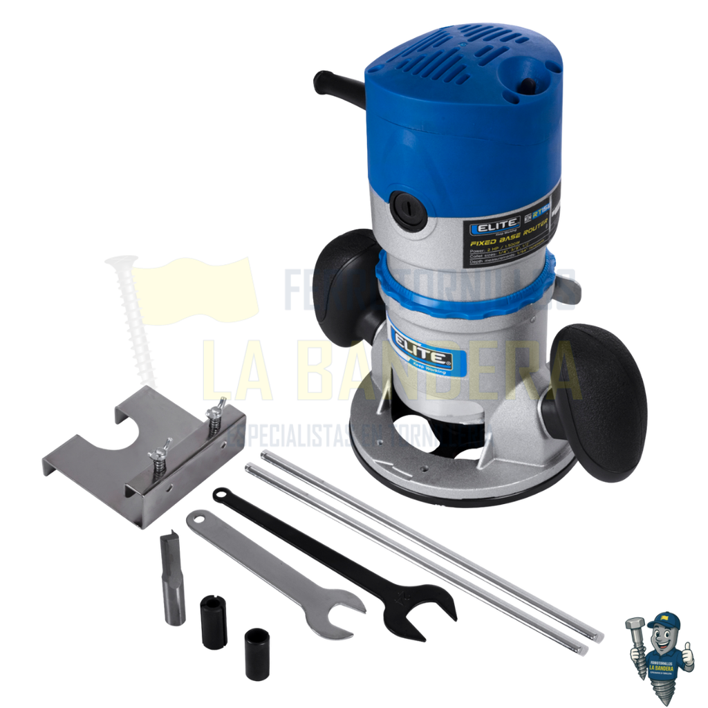 Ruteadora de base fija 1500W 28.000 RPM collet 12mm Elite RT1512