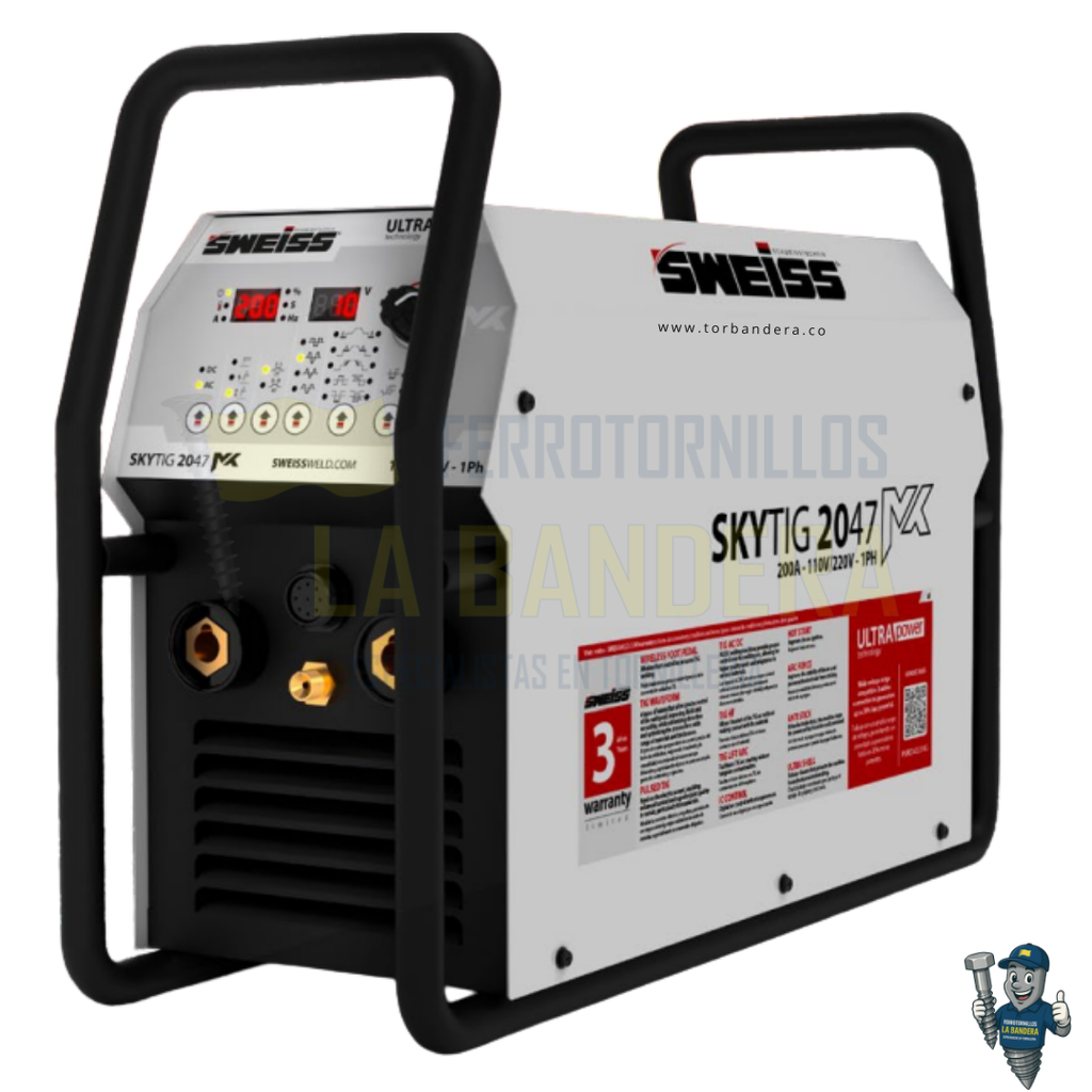 SOLDADOR INVERSOR SKYTIG 2047MX 200A 110/220V ULTRAPOWER CON PEDAL ELITE SWT2047
