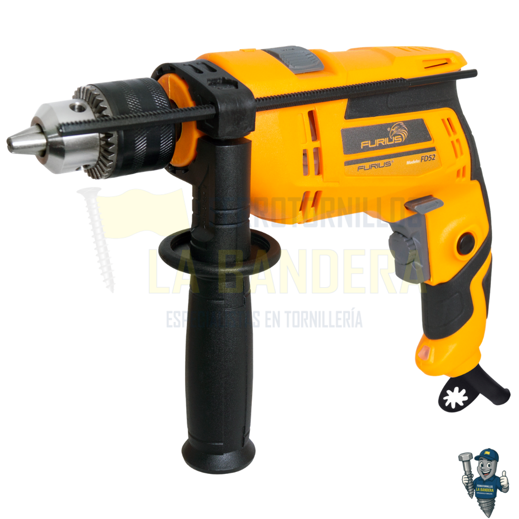 TALADRO PERCUTOR 1/2" 550W 0-3300 RPM 110V 60HZ FURIUS FD52