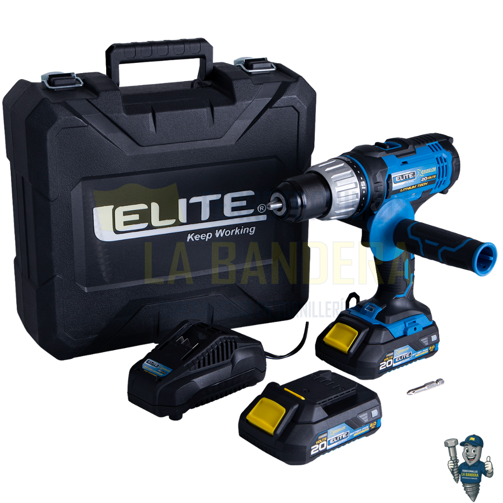 Taladro percutor inalámbrico 1/2" 20V 2 baterías 2Ah Elite XID20