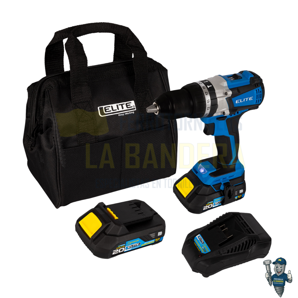 Taladro percutor inalámbrico brushless 1/2" 20V 55Nm Elite XBTP20