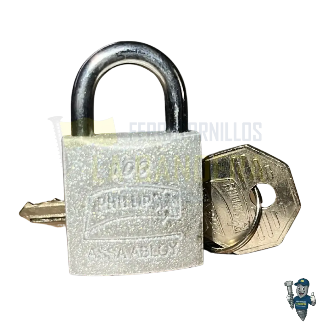 CANDADO 100 HIERRO PLATA 2 LLAVES 25mm YALE PHILLIPS 8852                       