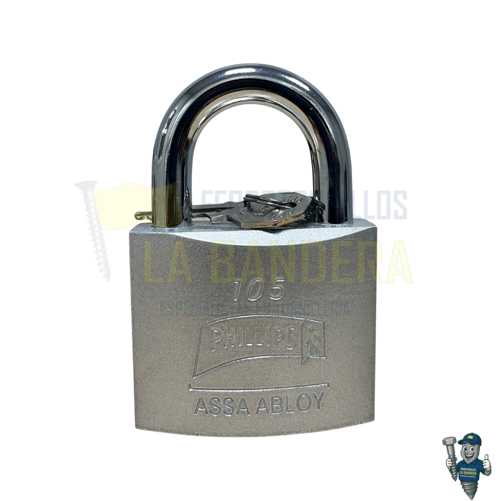 CANDADO 105 HIERRO PLATA 2 LLAVES 63mm YALE PHILLIPS 8845                       